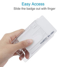 Load image into Gallery viewer, 20 PCS Hard Plastic ID Badge Card Holder Integrated Injection Molded Transparent Double-sided Card Holder, Vertical Type PS