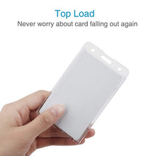 Load image into Gallery viewer, 20 PCS Hard Plastic ID Badge Card Holder Integrated Injection Molded Transparent Double-sided Card Holder, Vertical Type PS