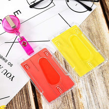 Load image into Gallery viewer, 20 PCS Hard Plastic ID Badge Card Holder Integrated Injection Molded Transparent Double-sided Card Holder, Vertical Type PS