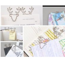 Load image into Gallery viewer, 8 PCS/Set Deer Head Paper Clip Shaped Paper Clip Creative Shape Pin Bookmark, Deer Head Paper Clip