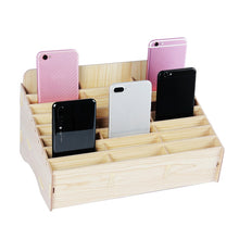 Load image into Gallery viewer, 2 PCS Wooden Conference Classroom Mobile Phone Organizer Desktop Storage Box, White Oak 24 Grid