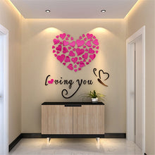 Load image into Gallery viewer, Love Heart DIY Removable Wall Stickers Room Decor 3d Wall Stickers, Size: 40cm x 40cm