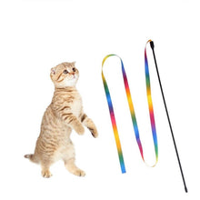 Load image into Gallery viewer, Cat Toy Rainbow Cloth Strip Funny Cat Stick, Rainbow Cloth Strip