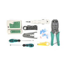 Load image into Gallery viewer, Three-purpose Network Cable Clamp Tester Hand Tool Set Home Network Repair Kit, 12 in 1