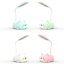 Load image into Gallery viewer, Cartoon Cat Design LED Eye Protection Reading Lamp USB Rechargeable Desk Lamp, Blue, White, Green, Pink
