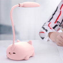 Load image into Gallery viewer, Cartoon Cat Design LED Eye Protection Reading Lamp USB Rechargeable Desk Lamp, Blue, White, Green, Pink