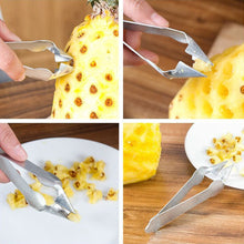 Load image into Gallery viewer, 3 PCS Stainless Steel Non-slip Tip Open Blade Pineapple Clip Fruit Eye Digger, 13.5×3.5cm Stainless Steel Pattern, 13.5×3.5cm Endless Steel Nail