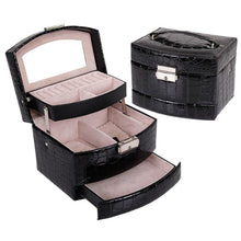 Load image into Gallery viewer, Multi-layer Large Capacity Storage Jewelry Box Cosmetic Case Leather Jewelry Storage Box, Black
