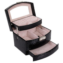 Load image into Gallery viewer, Multi-layer Large Capacity Storage Jewelry Box Cosmetic Case Leather Jewelry Storage Box, Black