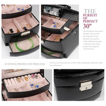 Load image into Gallery viewer, Multi-layer Large Capacity Storage Jewelry Box Cosmetic Case Leather Jewelry Storage Box, Black