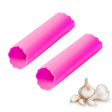 Load image into Gallery viewer, 2 PCS Kitchen Peeling Garlic Press Garlic Peeler Does Not Hurt the Hand Silicone Garlic Peeler, Red, Blue