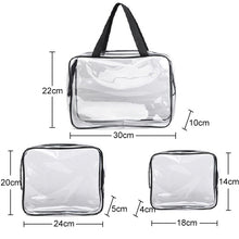 Load image into Gallery viewer, Portable Travel Zip Look PVC Bags Waterproof Transparent Makeup Storage Bag, S, M, L, 3Pcs Set