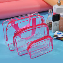 Load image into Gallery viewer, Portable Travel Zip Look PVC Bags Waterproof Transparent Makeup Storage Bag, S, M, L, 3Pcs Set