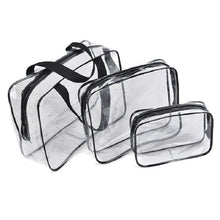 Load image into Gallery viewer, Portable Travel Zip Look PVC Bags Waterproof Transparent Makeup Storage Bag, S, M, L, 3Pcs Set