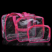 Load image into Gallery viewer, Portable Travel Zip Look PVC Bags Waterproof Transparent Makeup Storage Bag, S, M, L, 3Pcs Set