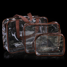 Load image into Gallery viewer, Portable Travel Zip Look PVC Bags Waterproof Transparent Makeup Storage Bag, S, M, L, 3Pcs Set