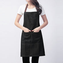 Load image into Gallery viewer, Sleeveless Denim Apron Halter Blue Denim Kitchen Overalls, 71x65cm