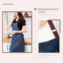Load image into Gallery viewer, Sleeveless Denim Apron Halter Blue Denim Kitchen Overalls, 71x65cm