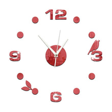 Load image into Gallery viewer, Art Wall Clock Background Wall Stickers TV Wall Stickers 3D Bird Leaves Wall Clock Home Accessories