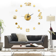 Load image into Gallery viewer, Art Wall Clock Background Wall Stickers TV Wall Stickers 3D Bird Leaves Wall Clock Home Accessories