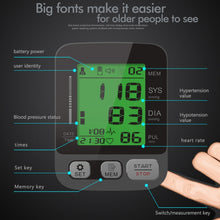 Load image into Gallery viewer, JZ-256A Tri-Color Backlight Automatic Upper Arm Sphygmomanometer Home Electronic Sphygmomanometer, 22-32cm, 22-42cm