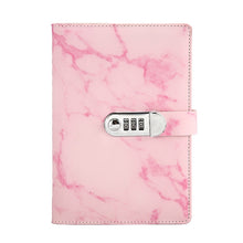Load image into Gallery viewer, A5 Marble Texture Retro Password Lock Notebook Multifunctional Student Handbook Notepad