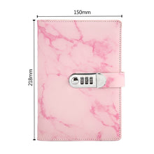 Load image into Gallery viewer, A5 Marble Texture Retro Password Lock Notebook Multifunctional Student Handbook Notepad