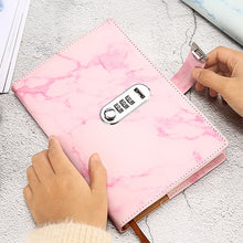Load image into Gallery viewer, A5 Marble Texture Retro Password Lock Notebook Multifunctional Student Handbook Notepad