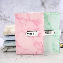 Load image into Gallery viewer, A5 Marble Texture Retro Password Lock Notebook Multifunctional Student Handbook Notepad
