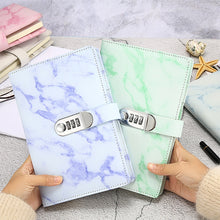 Load image into Gallery viewer, A5 Marble Texture Retro Password Lock Notebook Multifunctional Student Handbook Notepad