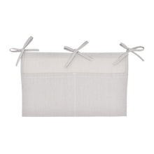 Load image into Gallery viewer, Linen Crib Organizer Hanging Bag 2-Pocket Multi-Functional Storage for Diapers, Burp Cloths &amp; Teething Toys