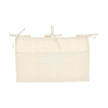 Load image into Gallery viewer, Linen Crib Organizer Hanging Bag 2-Pocket Multi-Functional Storage for Diapers, Burp Cloths &amp; Teething Toys
