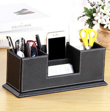 Load image into Gallery viewer, Creative Pen Support Fashion Leather Multifunctional Desktop Office Storage Pen Case Socket Double Pen Holder