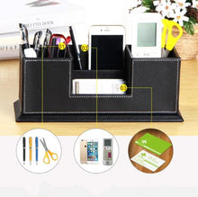 Load image into Gallery viewer, Creative Pen Support Fashion Leather Multifunctional Desktop Office Storage Pen Case Socket Double Pen Holder
