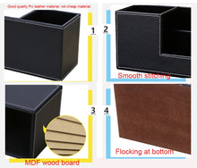 Load image into Gallery viewer, Creative Pen Support Fashion Leather Multifunctional Desktop Office Storage Pen Case Socket Double Pen Holder