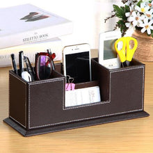 Load image into Gallery viewer, Creative Pen Support Fashion Leather Multifunctional Desktop Office Storage Pen Case Socket Double Pen Holder