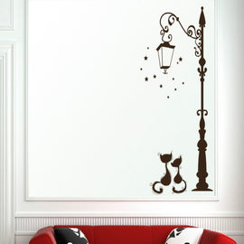 Street Lamp Cat Removed Environmentally Friendly Living Room Bedroom Wall Sticker