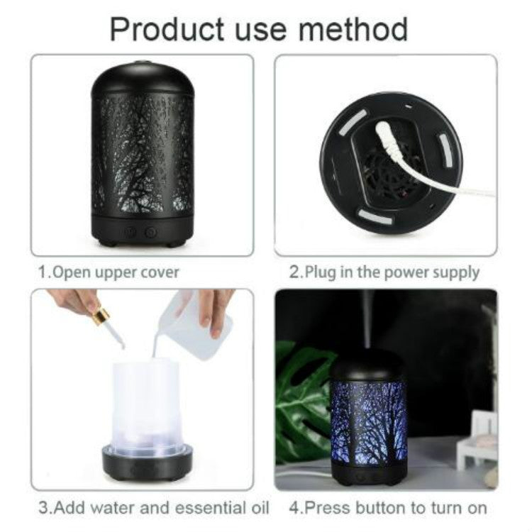 Metal Tree Air Humidifier Essential Oil Diffuser Mist Maker Colorful LED Lamp Diffuser Aromatherapy Air Purifier,, US Plug, UK Plug, EU Plug, AU Plug