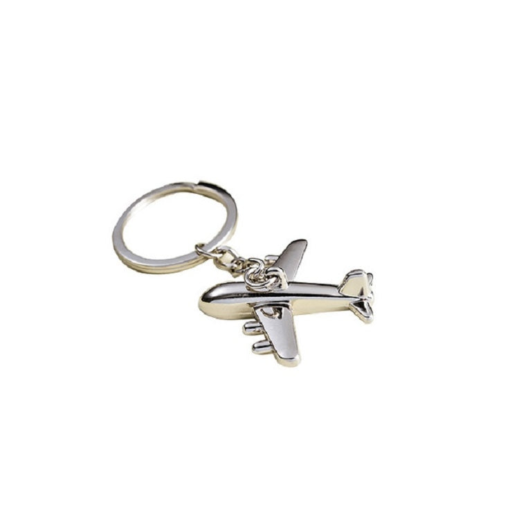 2 PCS Creative Stereo Plane Metal Keychain Bag Pendant Souvenir, Silver Small Plane