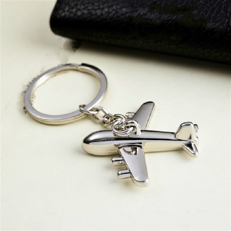 2 PCS Creative Stereo Plane Metal Keychain Bag Pendant Souvenir, Silver Small Plane