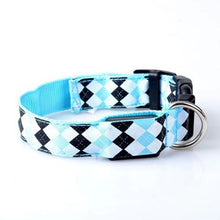 Load image into Gallery viewer, Plaid Pattern Rechargeable LED Glow Light Leads Pet Dog Collar for Small Medium Dogs, S, M, L, XL