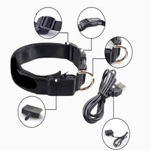 Load image into Gallery viewer, Plaid Pattern Rechargeable LED Glow Light Leads Pet Dog Collar for Small Medium Dogs, S, M, L, XL