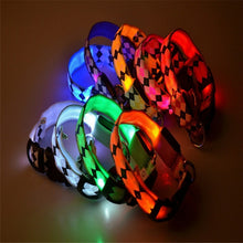 Load image into Gallery viewer, Plaid Pattern Rechargeable LED Glow Light Leads Pet Dog Collar for Small Medium Dogs, S, M, L, XL