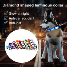Load image into Gallery viewer, Plaid Pattern Rechargeable LED Glow Light Leads Pet Dog Collar for Small Medium Dogs, S, M, L, XL