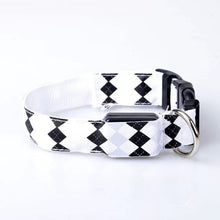 Load image into Gallery viewer, Plaid Pattern Rechargeable LED Glow Light Leads Pet Dog Collar for Small Medium Dogs, S, M, L, XL