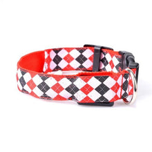 Load image into Gallery viewer, Plaid Pattern Rechargeable LED Glow Light Leads Pet Dog Collar for Small Medium Dogs, S, M, L, XL