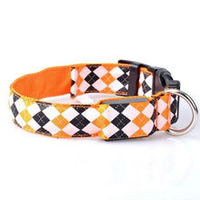 Load image into Gallery viewer, Plaid Pattern Rechargeable LED Glow Light Leads Pet Dog Collar for Small Medium Dogs, S, M, L, XL