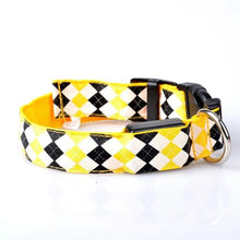 Load image into Gallery viewer, Plaid Pattern Rechargeable LED Glow Light Leads Pet Dog Collar for Small Medium Dogs, S, M, L, XL
