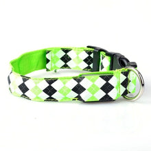 Load image into Gallery viewer, Plaid Pattern Rechargeable LED Glow Light Leads Pet Dog Collar for Small Medium Dogs, S, M, L, XL