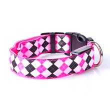 Load image into Gallery viewer, Plaid Pattern Rechargeable LED Glow Light Leads Pet Dog Collar for Small Medium Dogs, S, M, L, XL